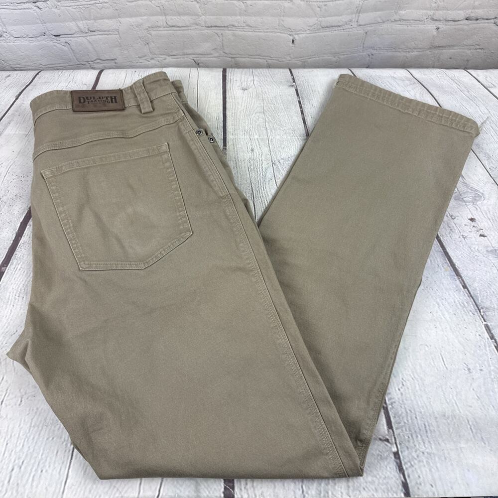 Duluth Trading Co Men's Flex Fire Hose Pants Khaki Relaxed Fit Size 34x34(33)